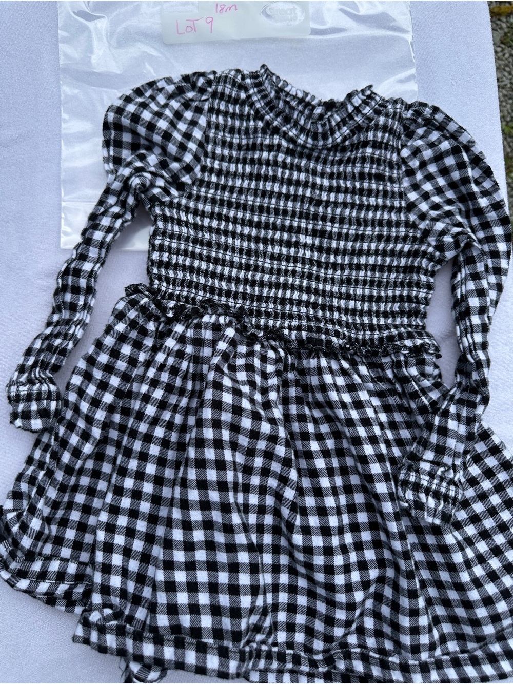 Girls Black & White Long Sleeve Dress(lot9)